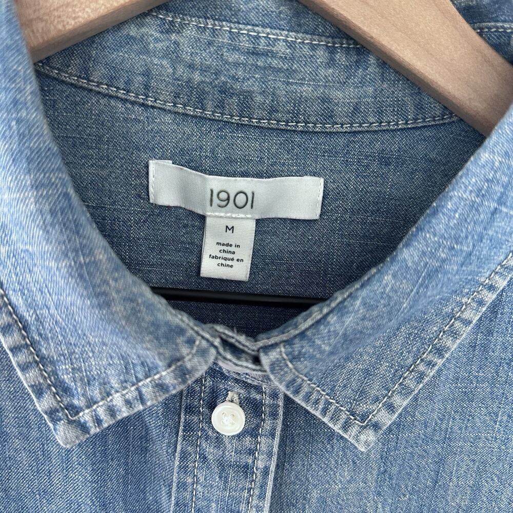 1901 100% Cotton Denim Long Sleeve Button Down Shirt Size M Butter mom Coastal - Picture 4 of 8